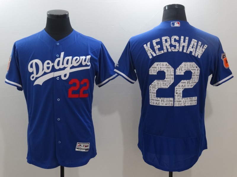 2017 MLB Los Angeles Dodgers #22 Kershaw Blue Jerseys